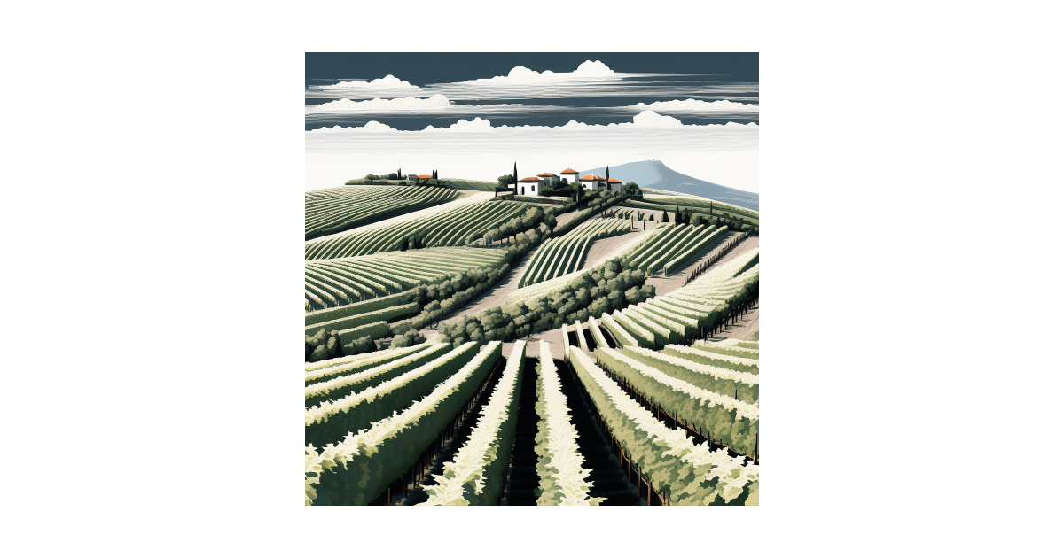 Front View Of A Vineyard Terraces | AI Vector Graphic