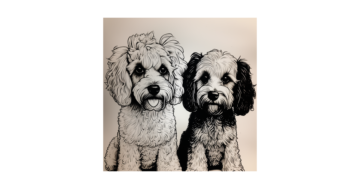 Two Spoodles, One Is Slightly | AI Vector Graphic